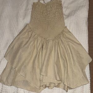 Urban outfitters babydoll ruffle adjustable strap cream dress summer